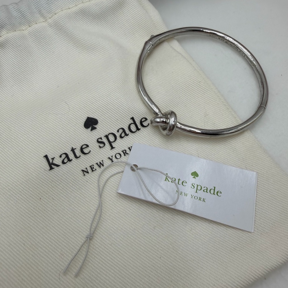 Kate Spade Silver Tied Up hinged  bangle Bracelet #445BR